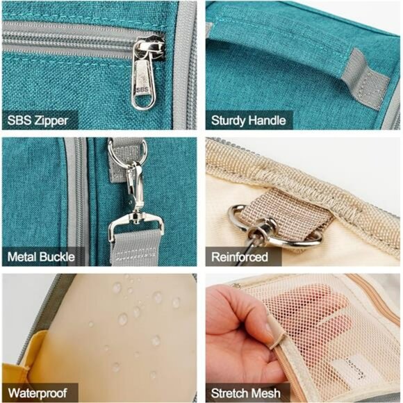 Hanging Toiletry Bag Extra Large Travel Organizer Makeup Cosmetic Bag Blue - Picture 6 of 8